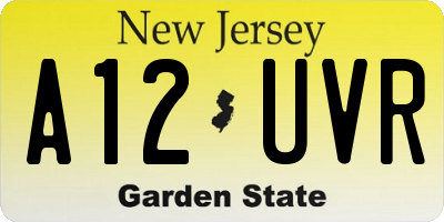 NJ license plate A12UVR