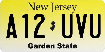 NJ license plate A12UVU