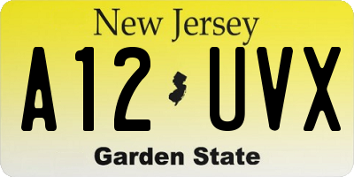 NJ license plate A12UVX