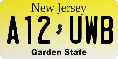 NJ license plate A12UWB