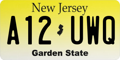 NJ license plate A12UWQ