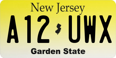 NJ license plate A12UWX