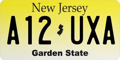 NJ license plate A12UXA