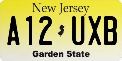 NJ license plate A12UXB