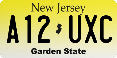NJ license plate A12UXC
