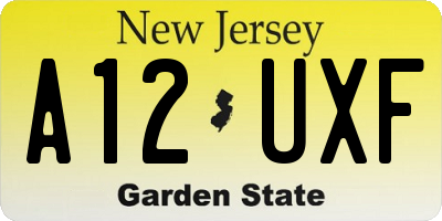 NJ license plate A12UXF