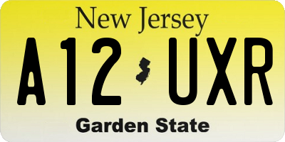 NJ license plate A12UXR