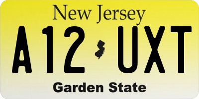 NJ license plate A12UXT