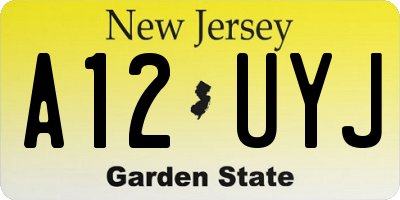 NJ license plate A12UYJ
