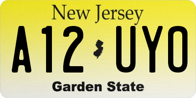 NJ license plate A12UYO