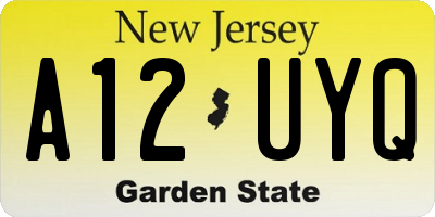 NJ license plate A12UYQ