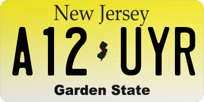 NJ license plate A12UYR
