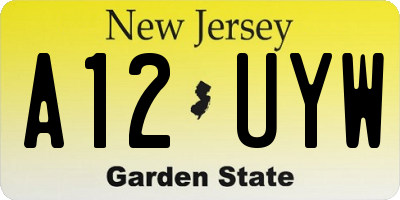 NJ license plate A12UYW