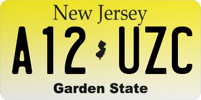 NJ license plate A12UZC