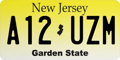 NJ license plate A12UZM