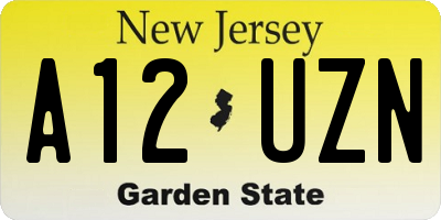 NJ license plate A12UZN
