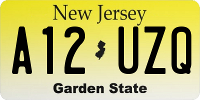 NJ license plate A12UZQ