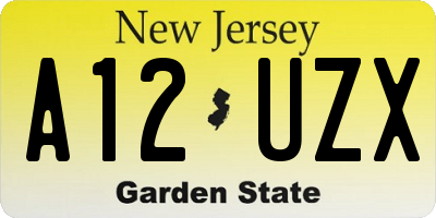 NJ license plate A12UZX