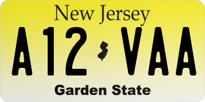 NJ license plate A12VAA
