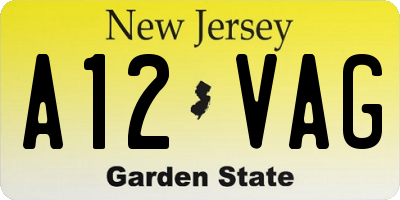 NJ license plate A12VAG