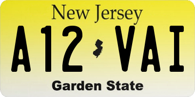 NJ license plate A12VAI