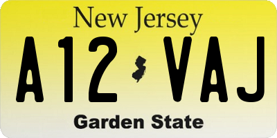 NJ license plate A12VAJ