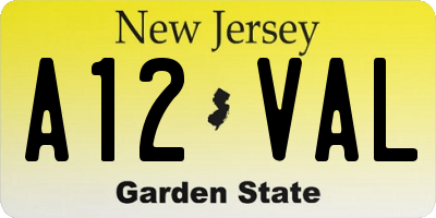 NJ license plate A12VAL