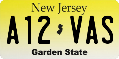 NJ license plate A12VAS