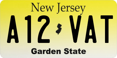 NJ license plate A12VAT