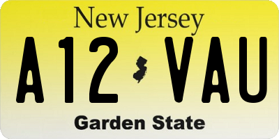 NJ license plate A12VAU