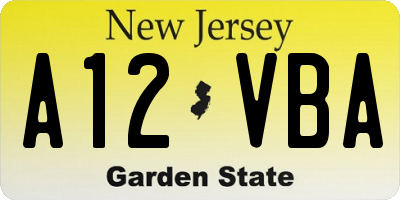 NJ license plate A12VBA