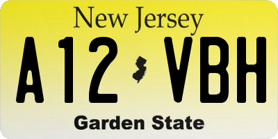 NJ license plate A12VBH
