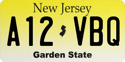 NJ license plate A12VBQ
