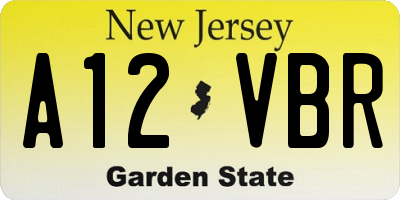 NJ license plate A12VBR