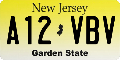 NJ license plate A12VBV
