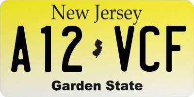 NJ license plate A12VCF