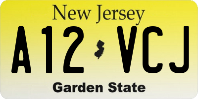 NJ license plate A12VCJ