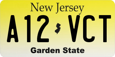 NJ license plate A12VCT