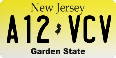 NJ license plate A12VCV