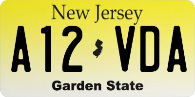 NJ license plate A12VDA
