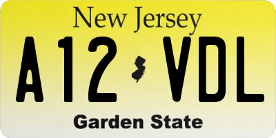 NJ license plate A12VDL