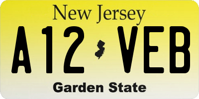 NJ license plate A12VEB