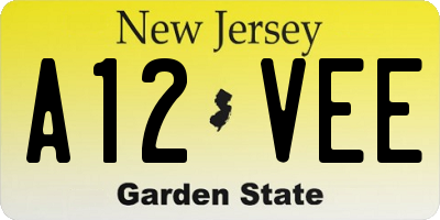 NJ license plate A12VEE