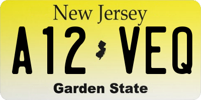 NJ license plate A12VEQ