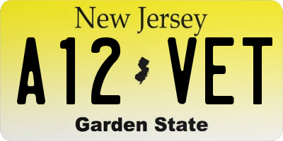 NJ license plate A12VET
