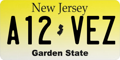 NJ license plate A12VEZ