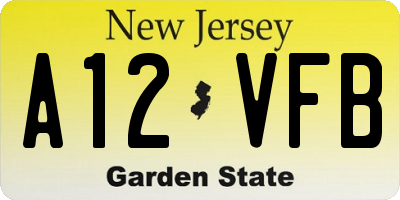 NJ license plate A12VFB