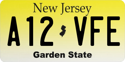 NJ license plate A12VFE