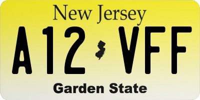 NJ license plate A12VFF