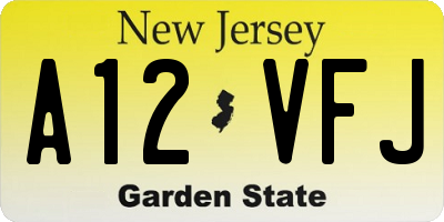 NJ license plate A12VFJ